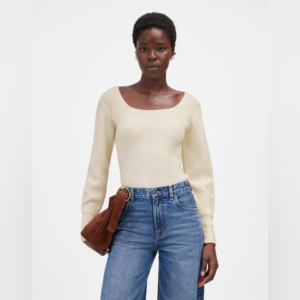 Madewell SoftWool Square-Neck Pullover Sweater